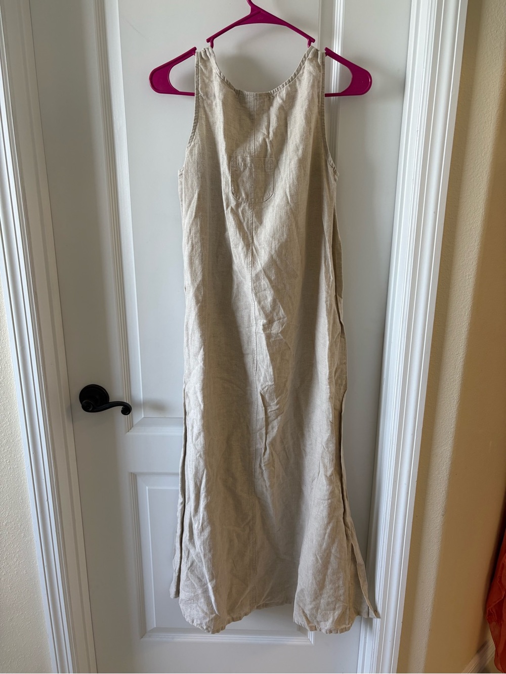 Coldwater Creek Natural Beige Linen Maxi Dress Buttons Cottagecore Lagenlook - Picture 3 of 9